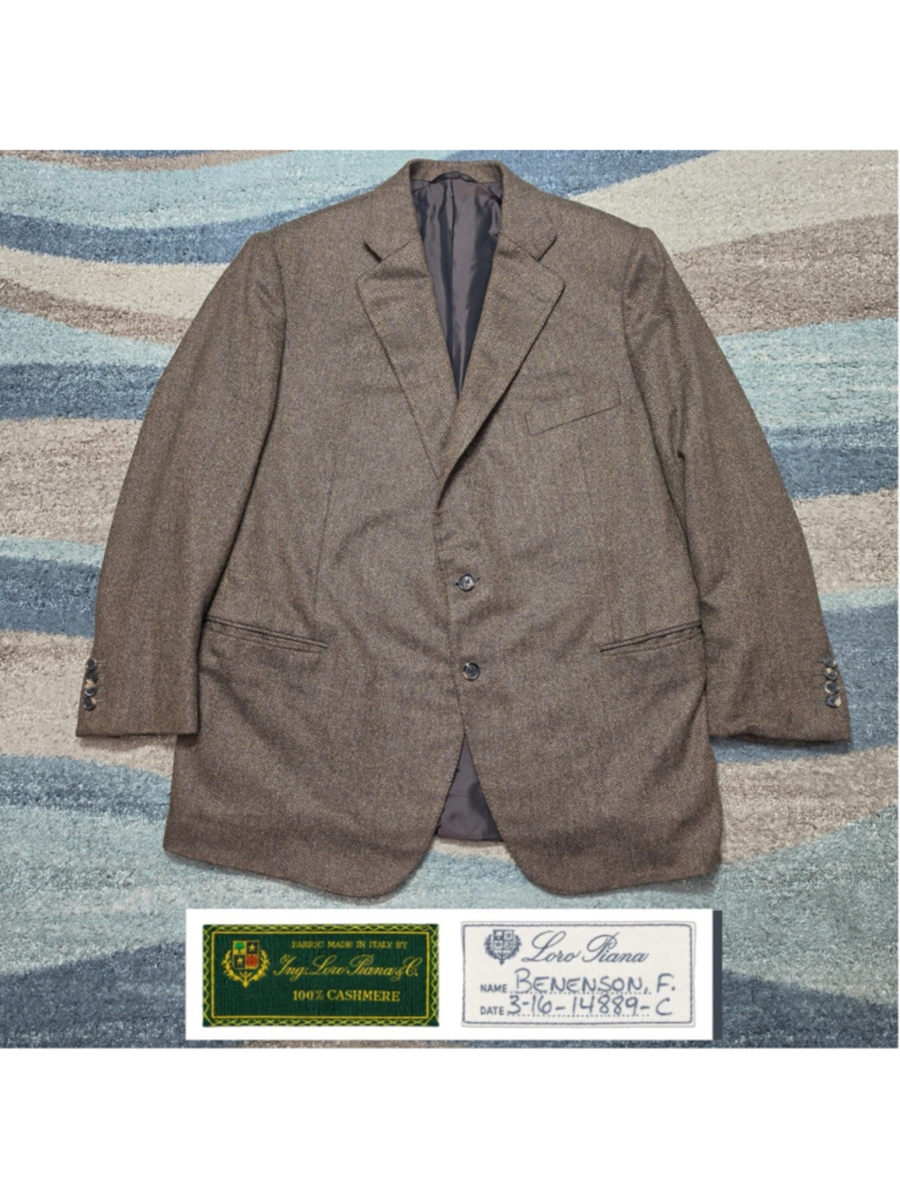 Loro Piana 100% Cashmere Brown Herringbone Blazer Sport Coat Made in Italy 48R